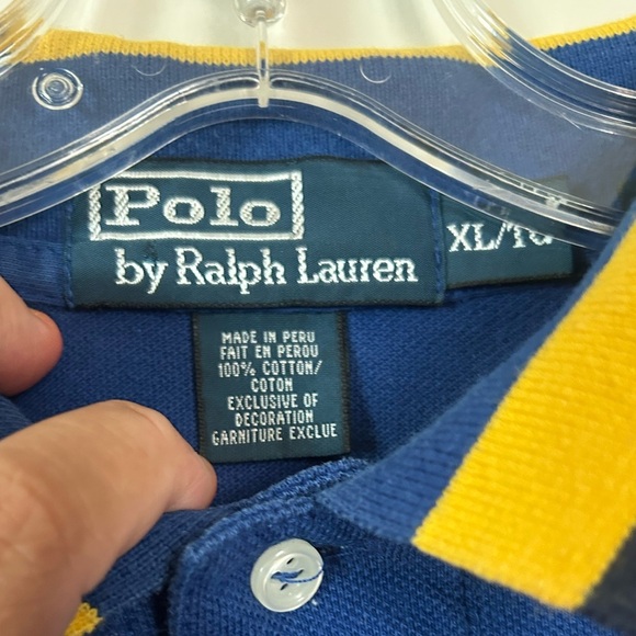 Ralph Lauren Men's Polo Shirt in Blue with Yellow Accents - Picture 2 of 4